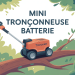 mini tronçonneuse batterie en action dans un jardin urbain