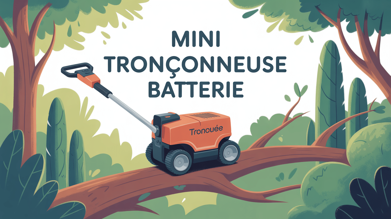 mini tronçonneuse batterie en action dans un jardin urbain