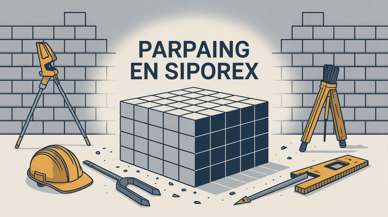 illustration vectorielle parpaing en siporex et outils de chantier