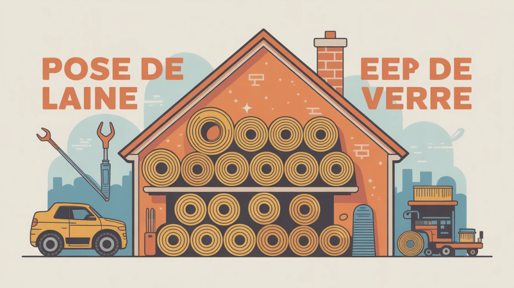 illustration coupe mur pose laine de verre