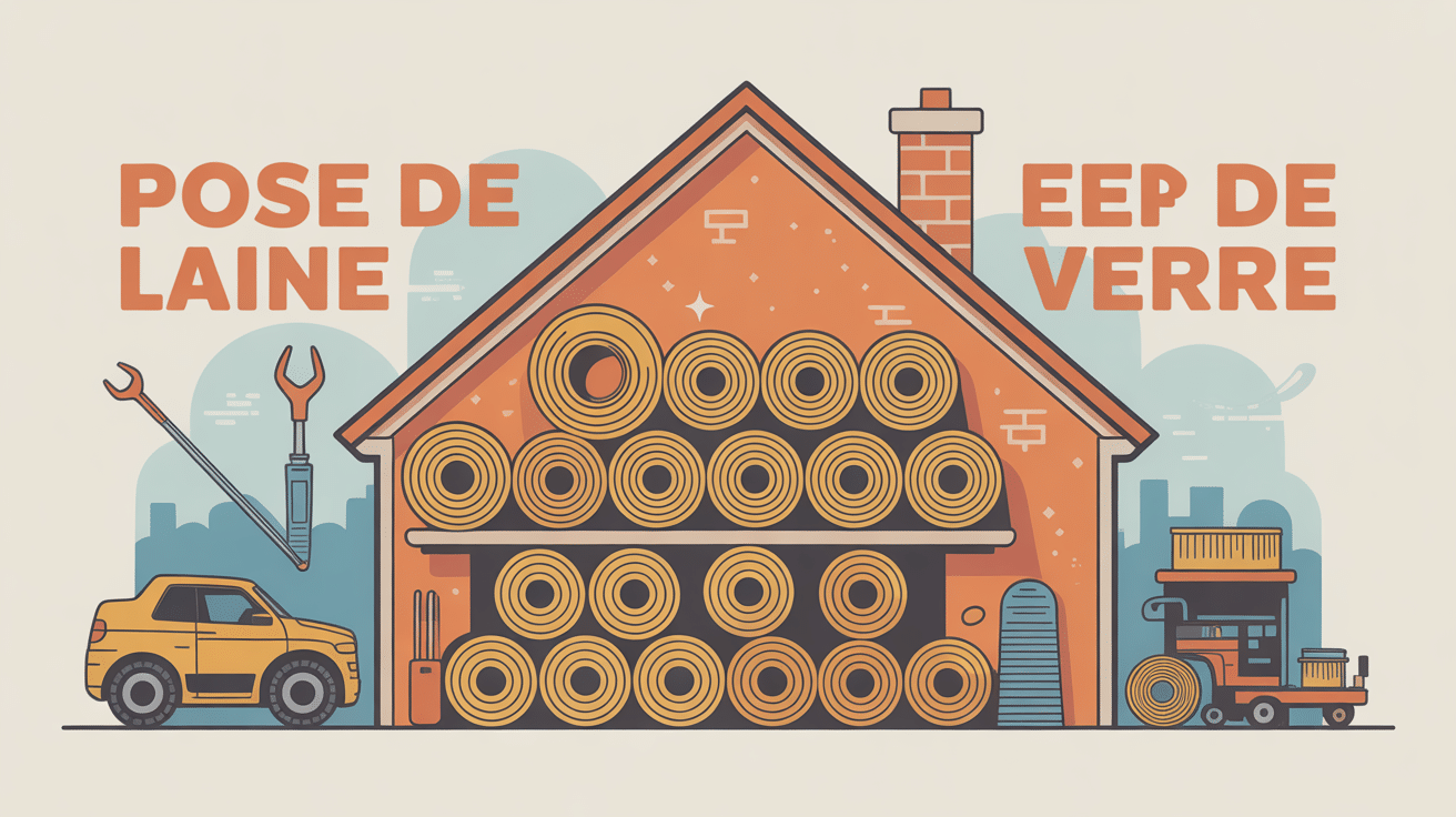 illustration coupe mur pose laine de verre