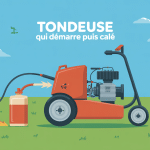 Illustration tondeuse demarre et cale vue pédagogique