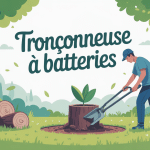 tronconneuse a batteries jardinier moderne illustration