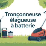 Tronconneuse elagueuse batterie moderne dans un jardin