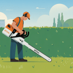 Illustration taille haiestihl en réglage devant une haie
