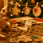 bricolage de noël pour petit de 2 ans sur table avec décorations