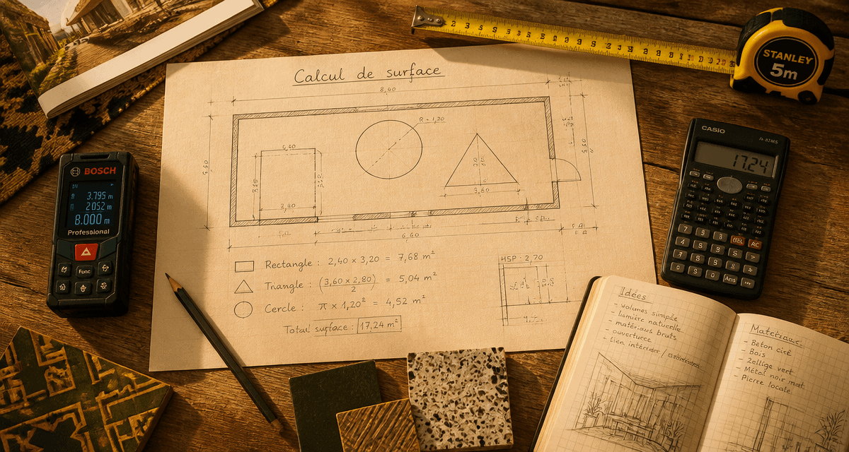 comment calculer une surface sur un bureau d'architecte avec outils