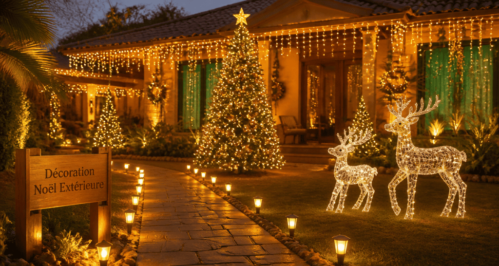 decoration noel exterieur jardin lumineux