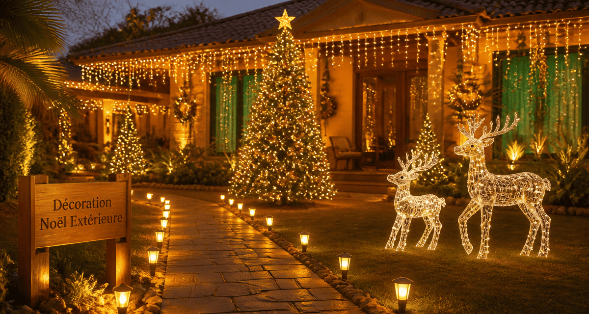 decoration noel exterieur jardin lumineux