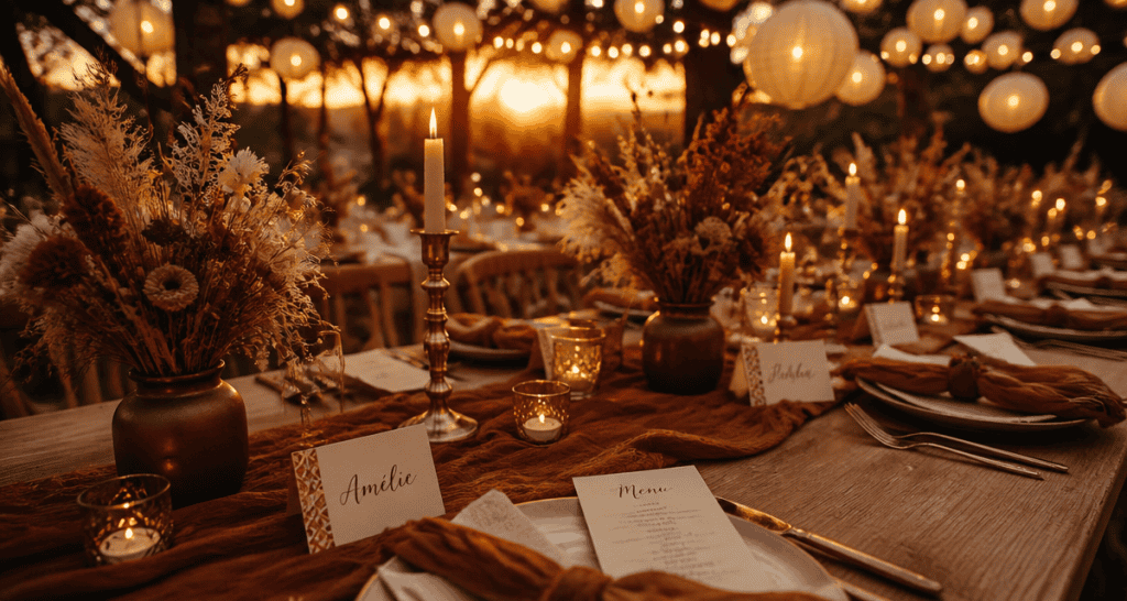 decos de mariage table extérieure terracotta