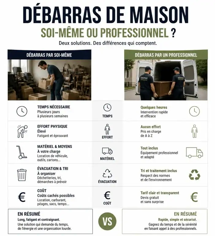 Comparatif débarras maison : DIY vs Professionnel