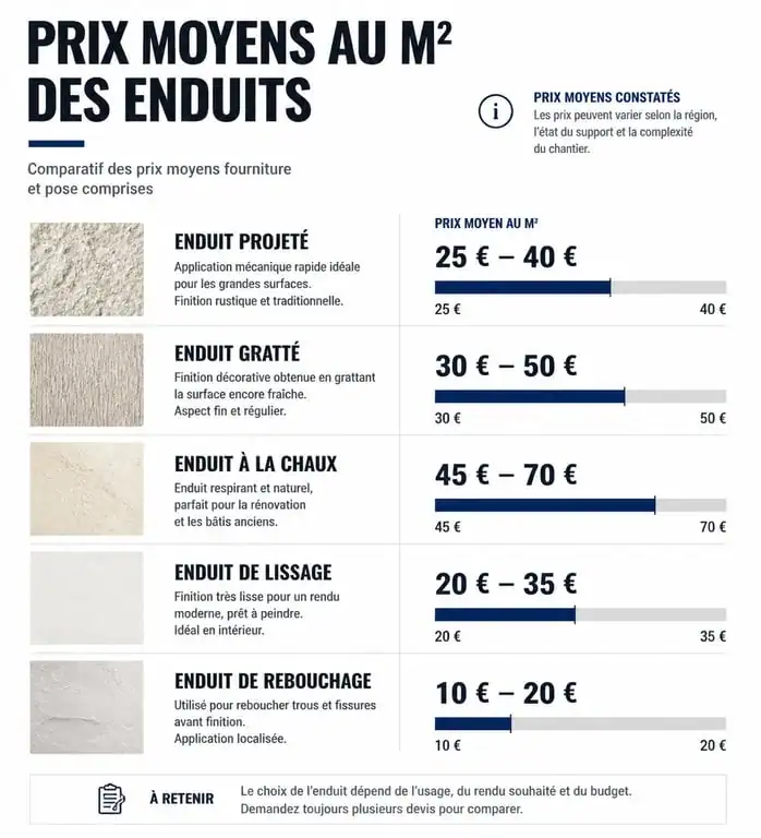 Comparatif des prix de l'enduit au m2 selon le type de finition et d'usage pour vos travaux de façade et d'intérieur
