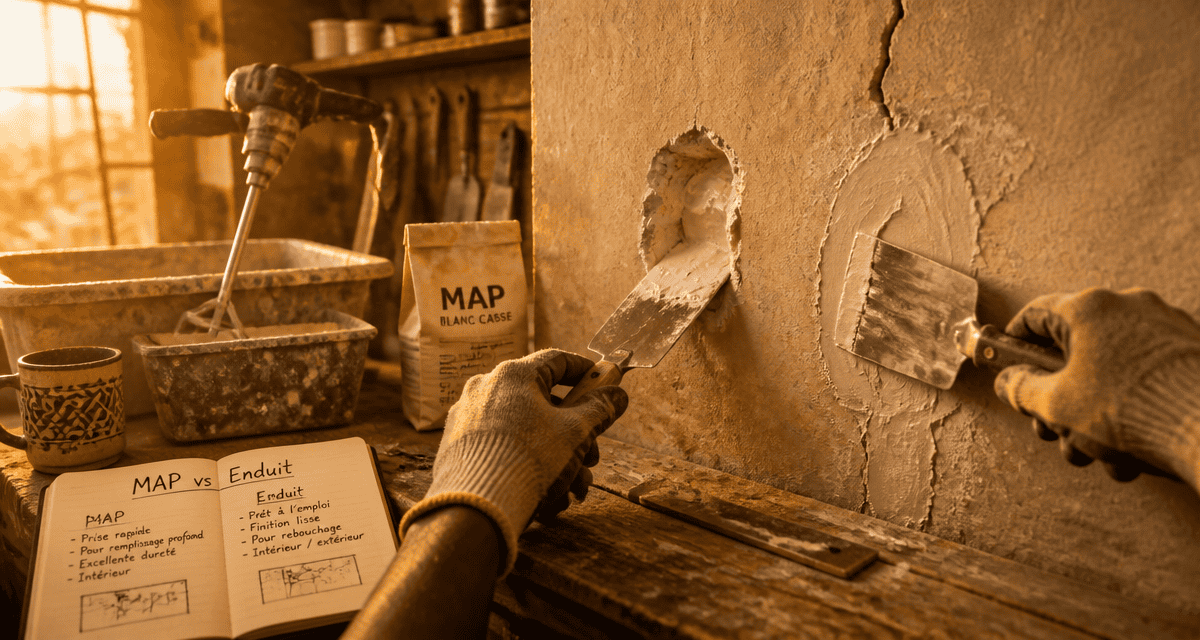 map enduit de rebouchage application mur atelier