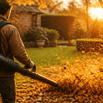 meilleur souffleur thermique utilisé dans un jardin d'automne