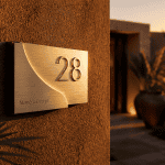 Numero de maison design aluminium sur mur moderne