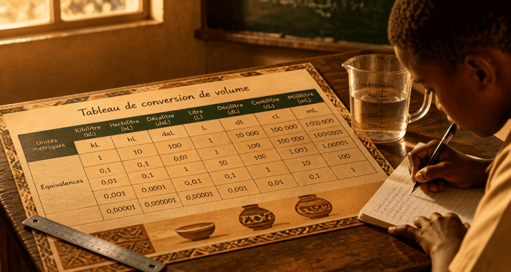 volume tableau de conversion sur bureau élève