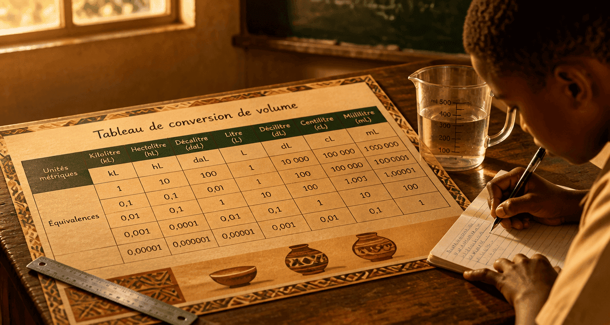 volume tableau de conversion sur bureau élève