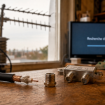 Branchement antenne tv rateau : câble coaxial et fiche F pour un signal stable