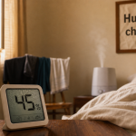 Comment humidifier une chambre : hygromètre à 45% et humidificateur à ultrasons