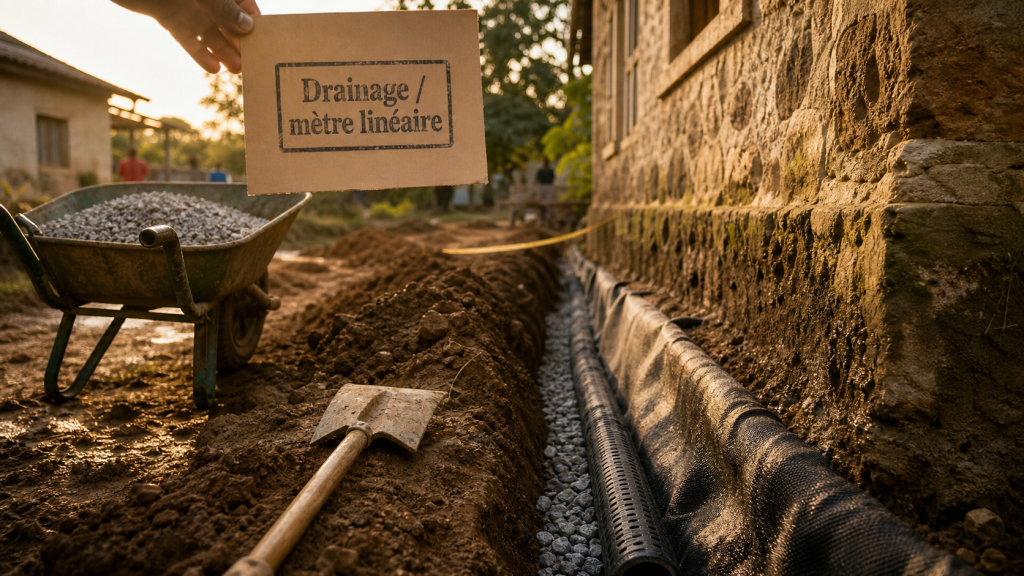 Tranchée de drainage pour maison ancienne : prix et tuyau perforé