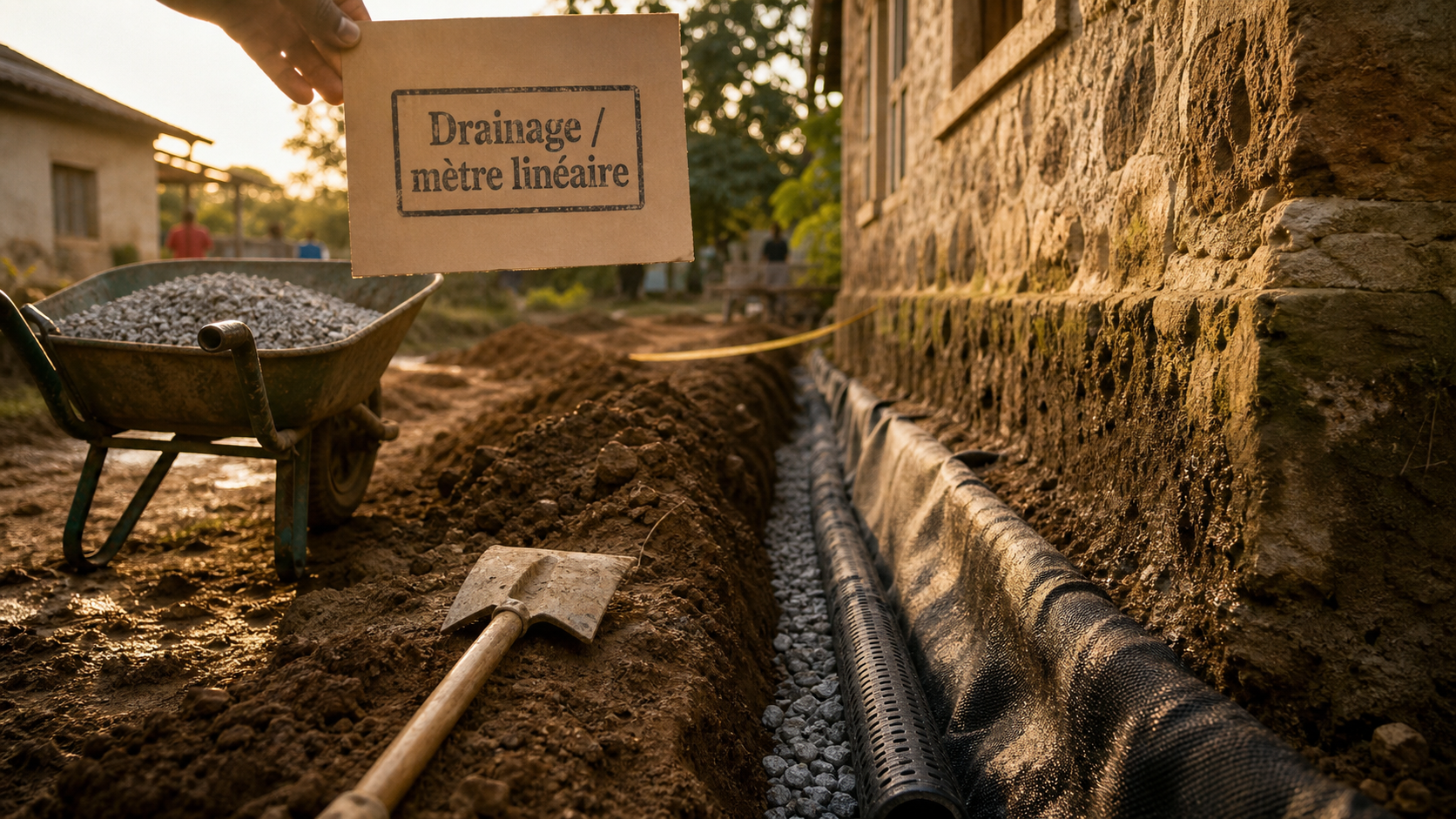 Tranchée de drainage pour maison ancienne : prix et tuyau perforé