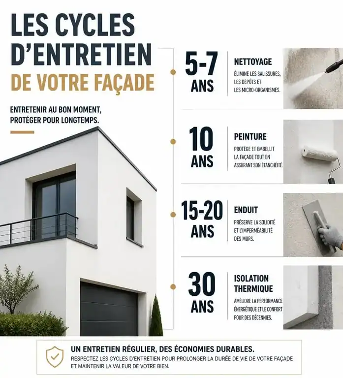Fréquence recommandée pour le ravalement de façade selon le type de travaux