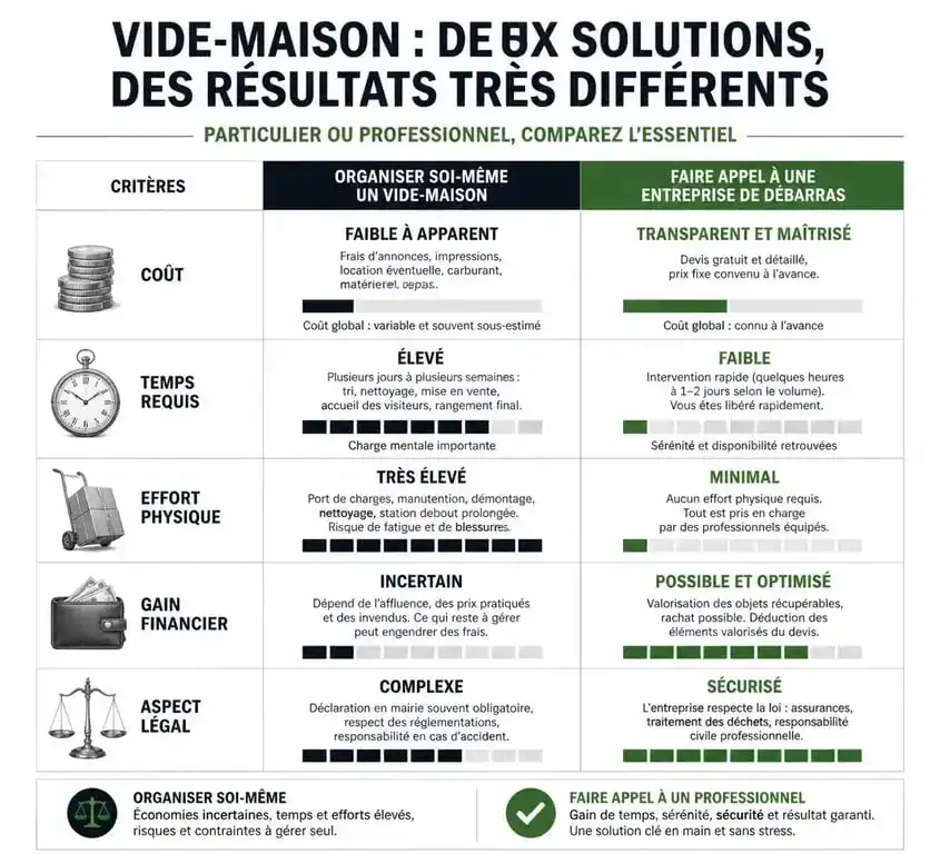 Comparatif entre vide-maison particulier et débarras professionnel dans le 78