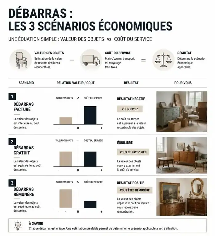 Infographie explicative des conditions financières d'un service de vide maison à Limoges