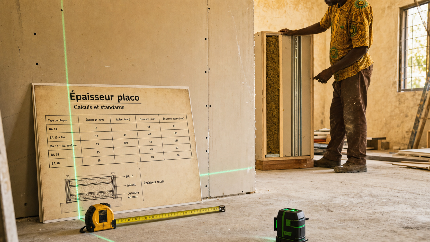 Épaisseur isolation placo : calcul d’epaisseur pour mur placo et isolant