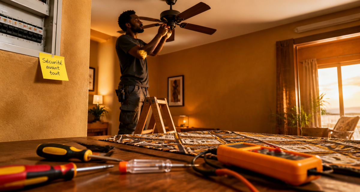 installer un ventilateur au plafond sécurité outils