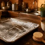 Nettoyer plaque de four au bicarbonate pour dissoudre graisses brûlées