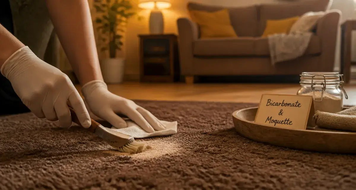 Nettoyer une moquette avec bicarbonate naturel sur tache