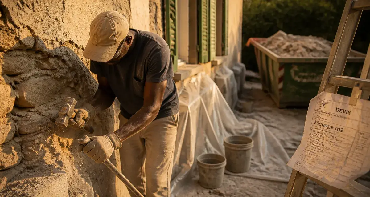 Prix piquage mur en pierre m2 : artisan perce et benne à gravats