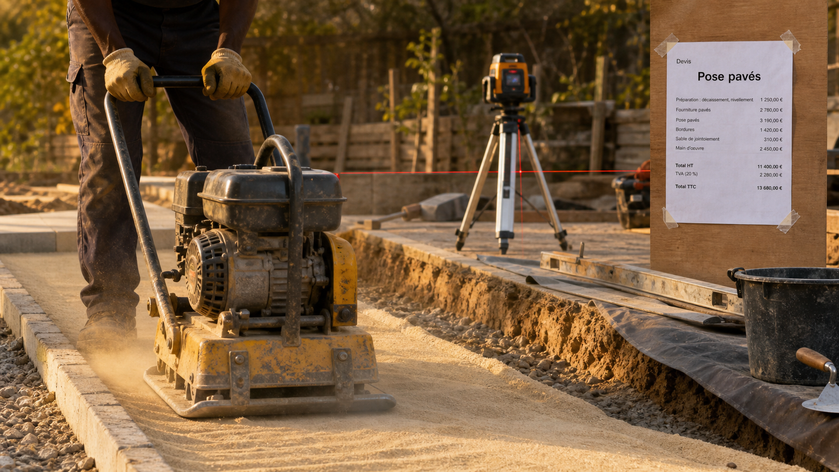 Prix pose pavé m2 sans fourniture : pose de pavés sur chantier