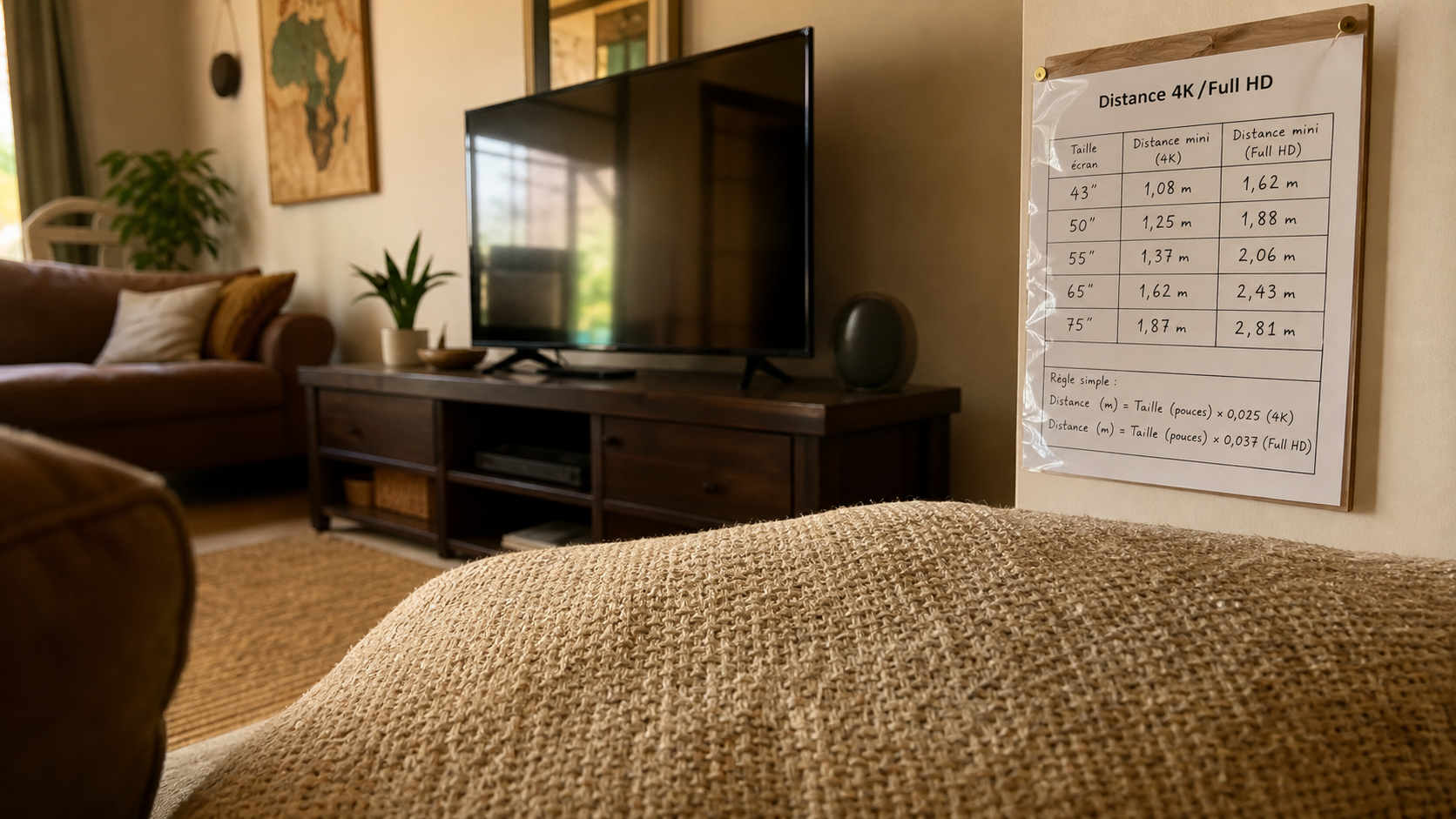Quelle distance entre TV et canapé pour un confort visuel optimal