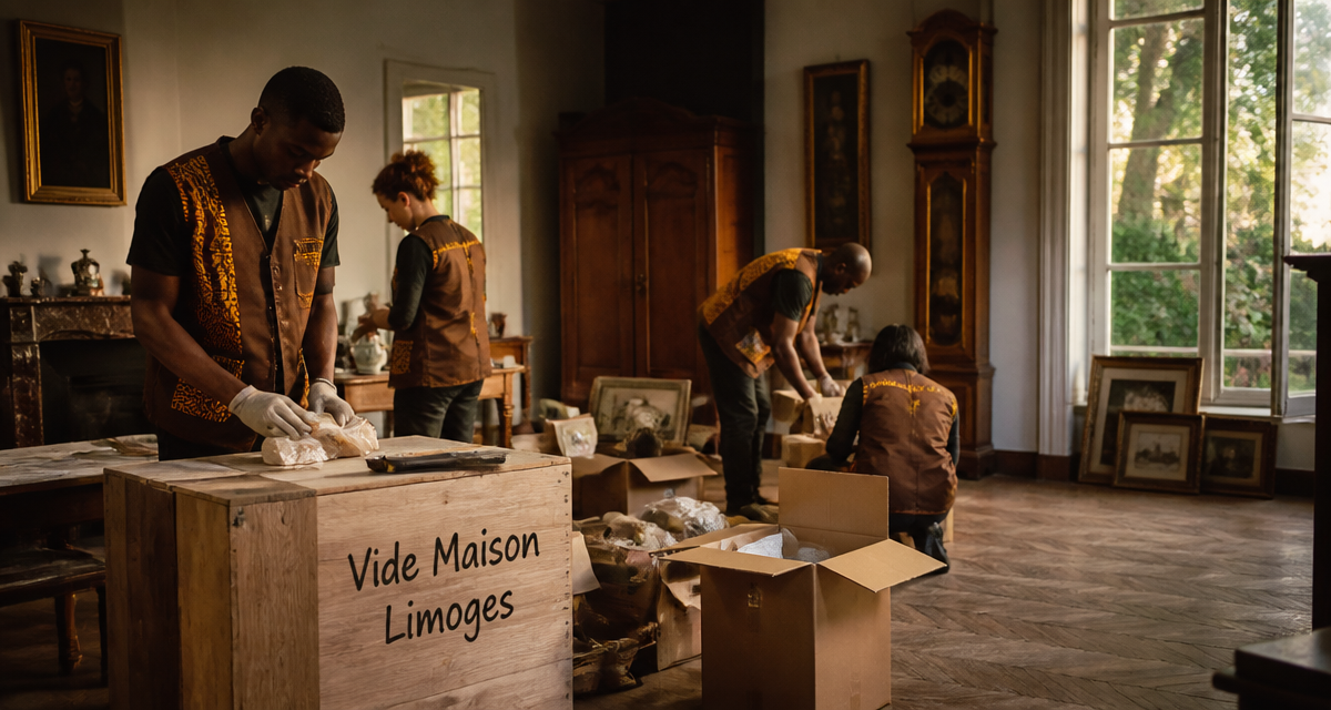 vide maison limoges équipe en train de vider une maison