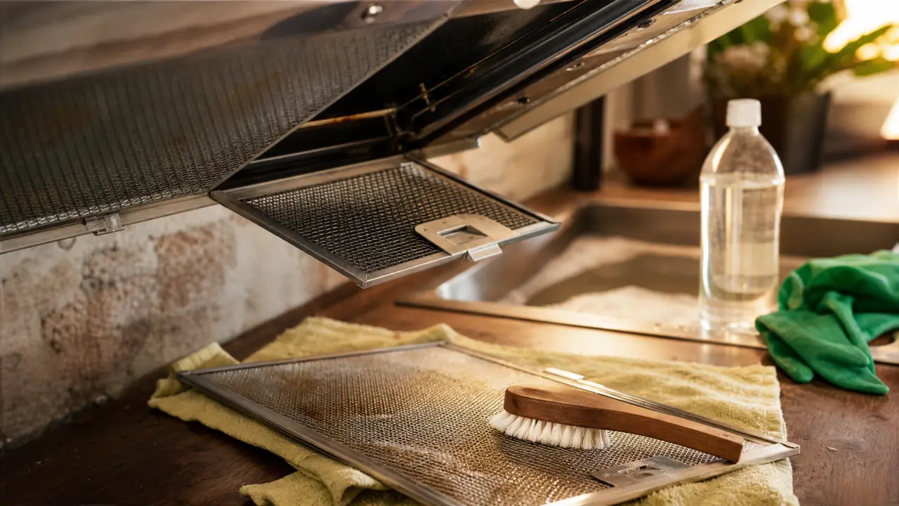 Nettoyage grille hotte grasse au lave-vaisselle, trempage et séchage