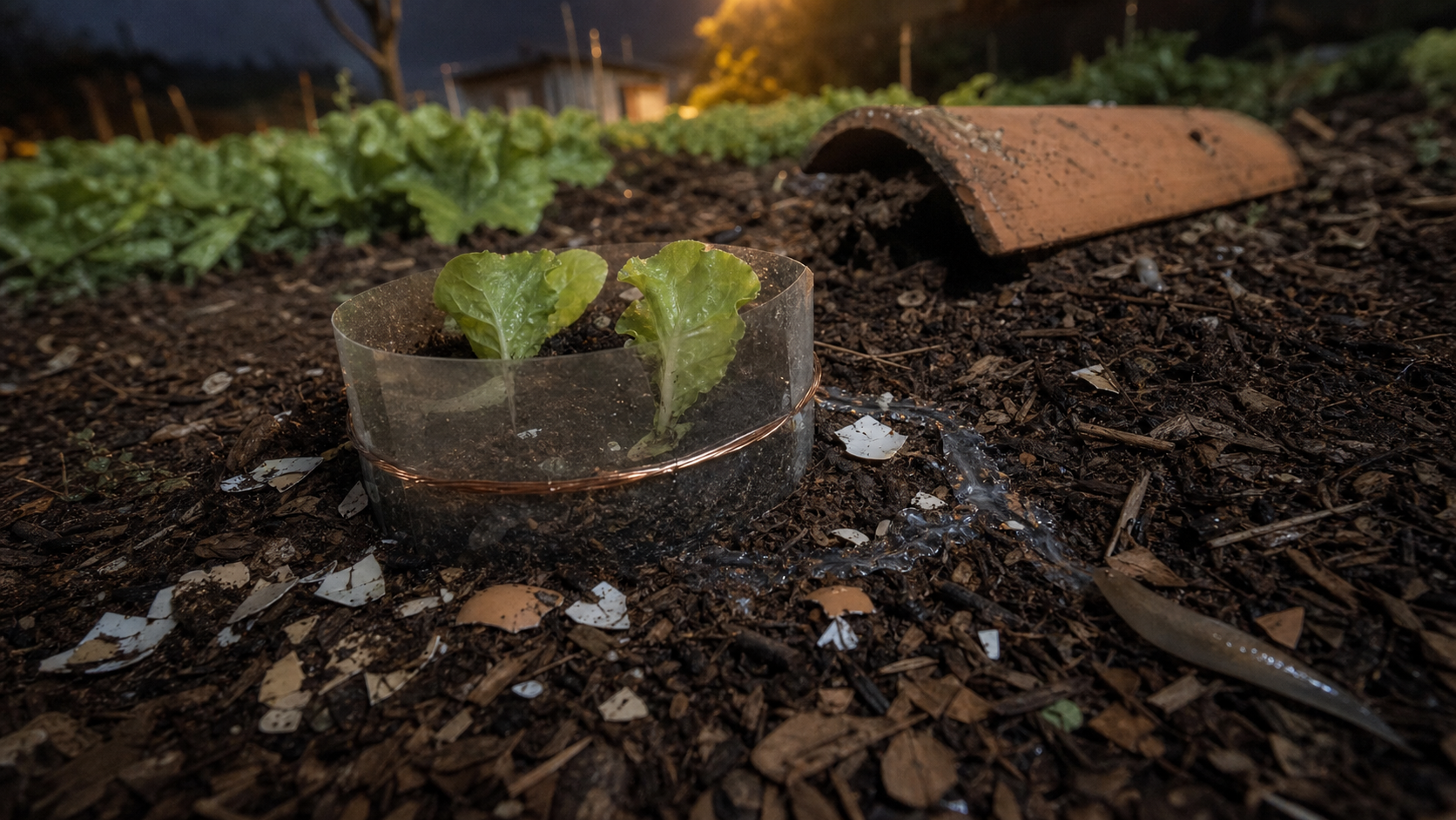 Protéger son potager des limaces : jeunes plants avec anneau anti-limace