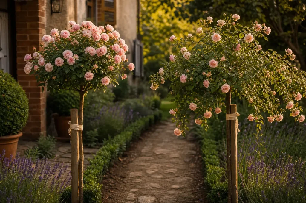 Rosier tige ou rosier pleureur : boule élégante ou cascade de roses ?