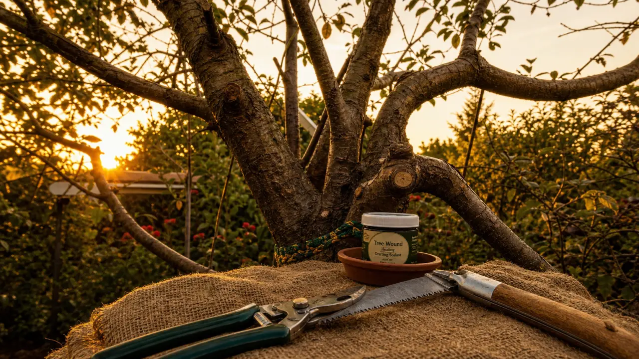 Tailler un cerisier adulte : sécateur désinfecté et branches à supprimer
