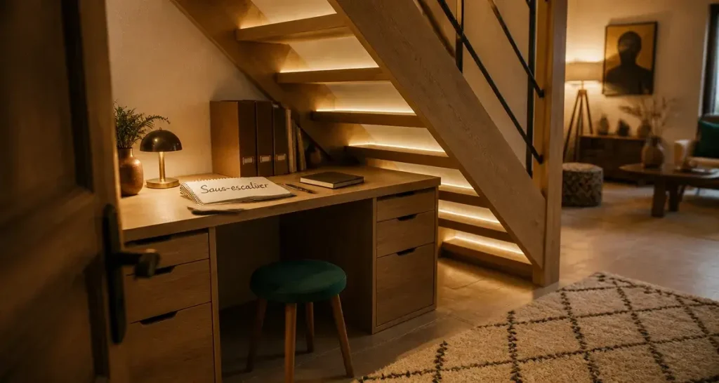Optimiser l&rsquo;espace sous escalier ouvert : 5 solutions pour transformer vos mètres carrés perdus