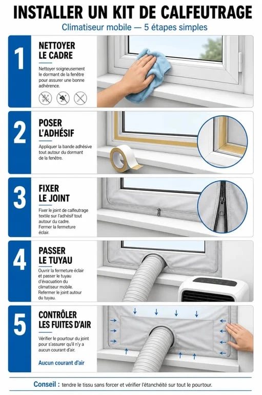 Meilleur kit calfeutrage pour climatiseur mobile : installation étape par étape sur une fenêtre