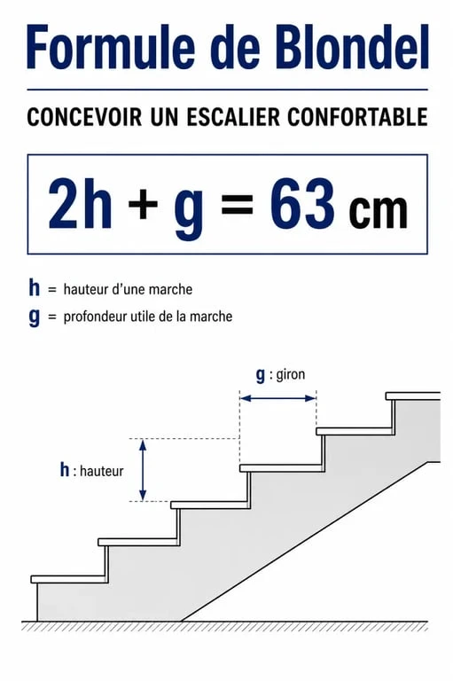 Infographie de la formule de Blondel pour fabriquer un escalier en métal