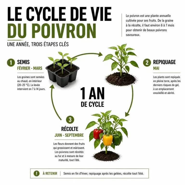 Calendrier de culture et saison du poivron au potager