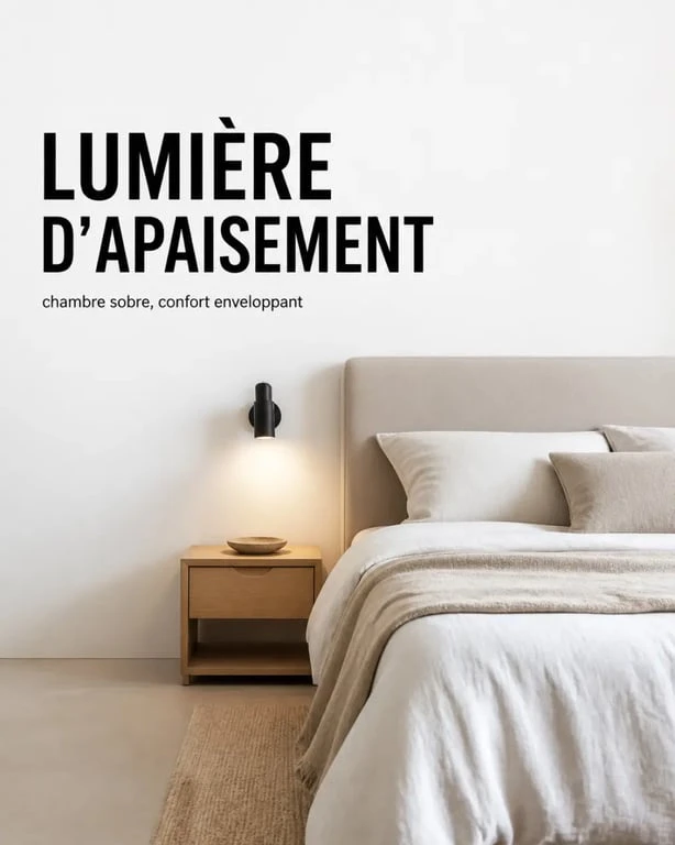 Luminaire design dans une chambre avec éclairage doux et apaisant