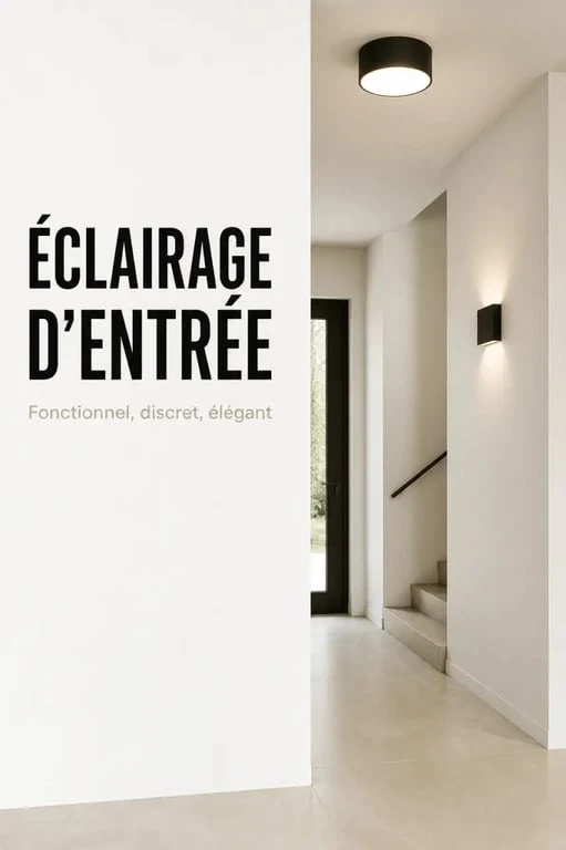 Luminaire design dans une entrée avec plafonnier et applique murale
