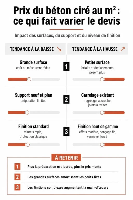 Prix du béton ciré au m2 : comparaison des facteurs de variation du devis