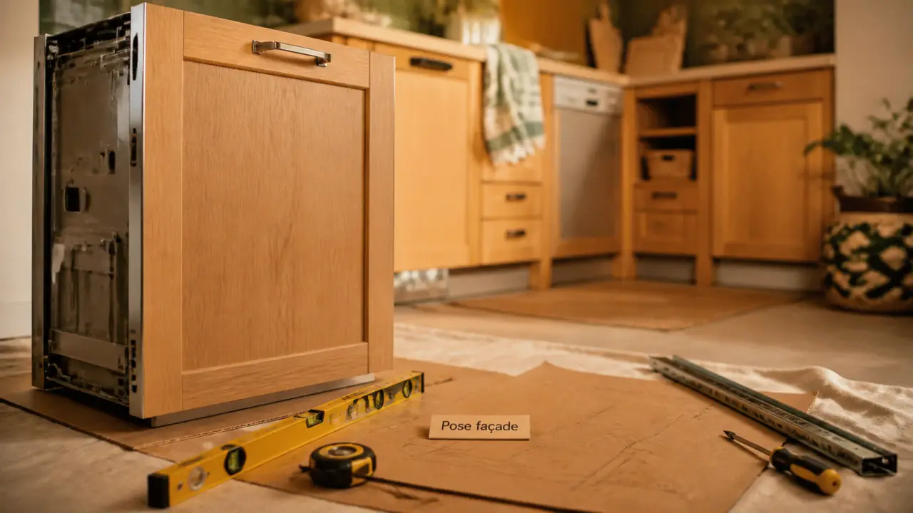 Installation porte lave vaisselle encastrable : rails et fixation fixe