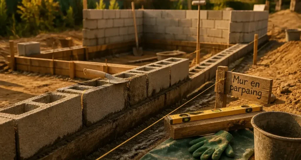 Monter un mur en parpaing : les 5 étapes techniques pour une structure solide et durable