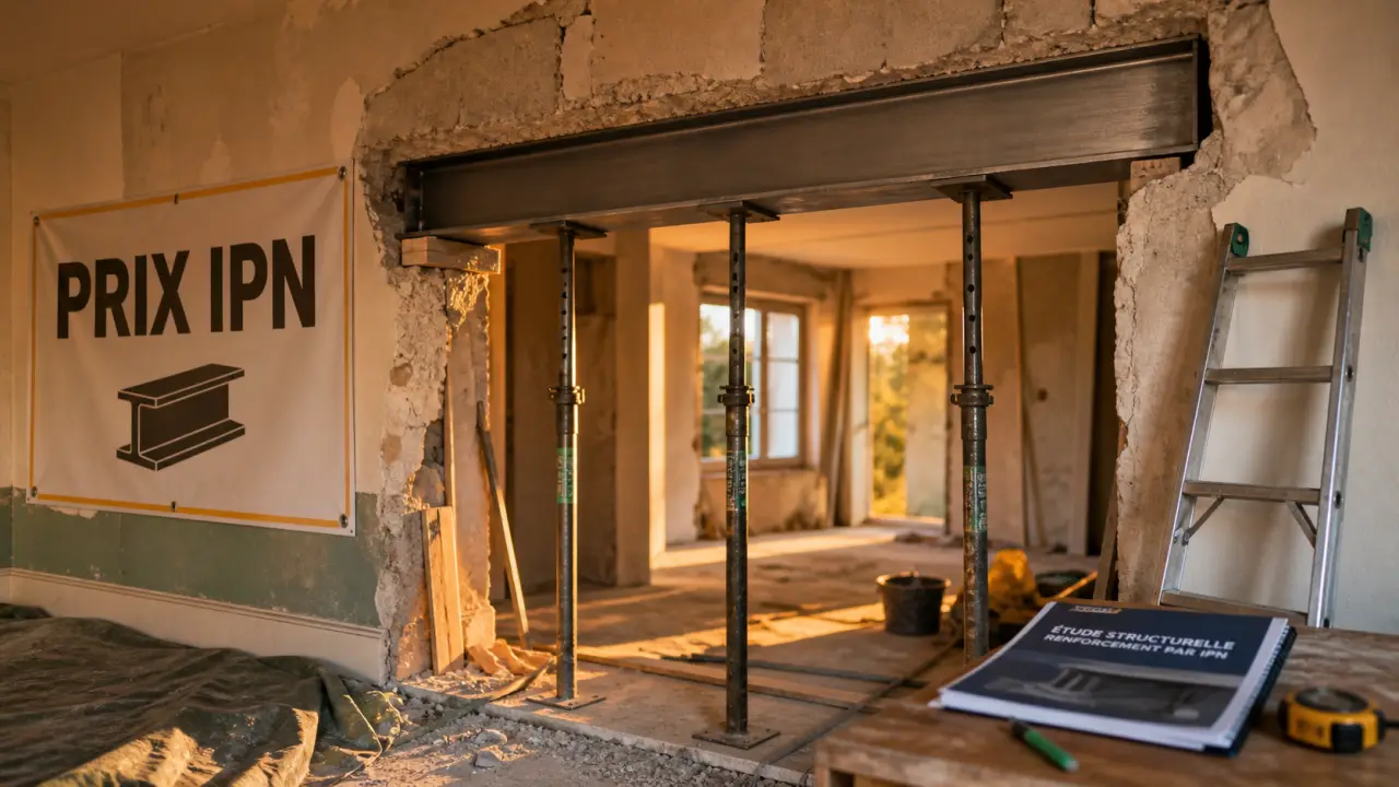 Mur porteur IPN prix : poutre IPN acier posée en rénovation